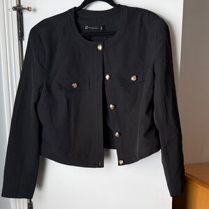 New York and Co Chic Black Women's Blazer with Gold Accents